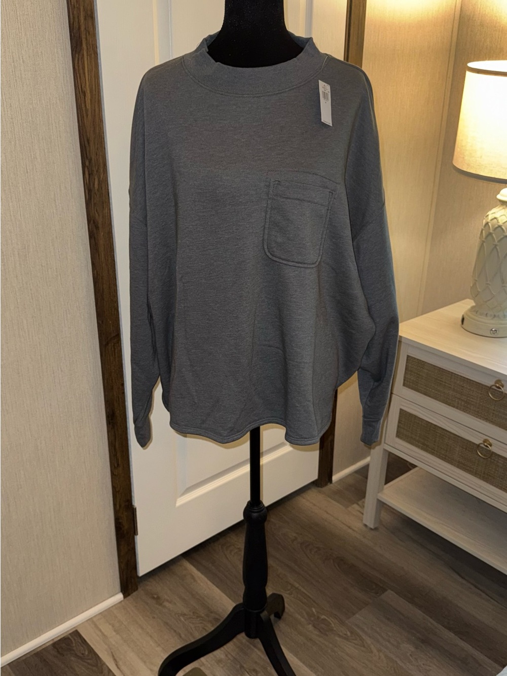Old Navy Heather Charcoal mock-neck Pullover Sweatshirt NWT